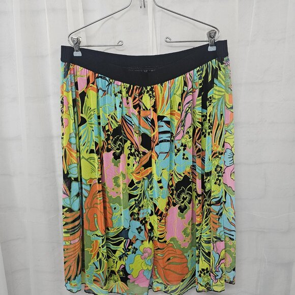 Est. 1946 Skirt Mesh Floral Retro Boho Green Black 18/20W - Picture 3 of 8